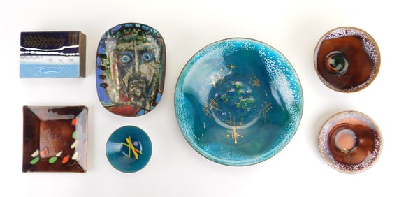 Edward Winters (American, 1908-1976) copper enamel dishes