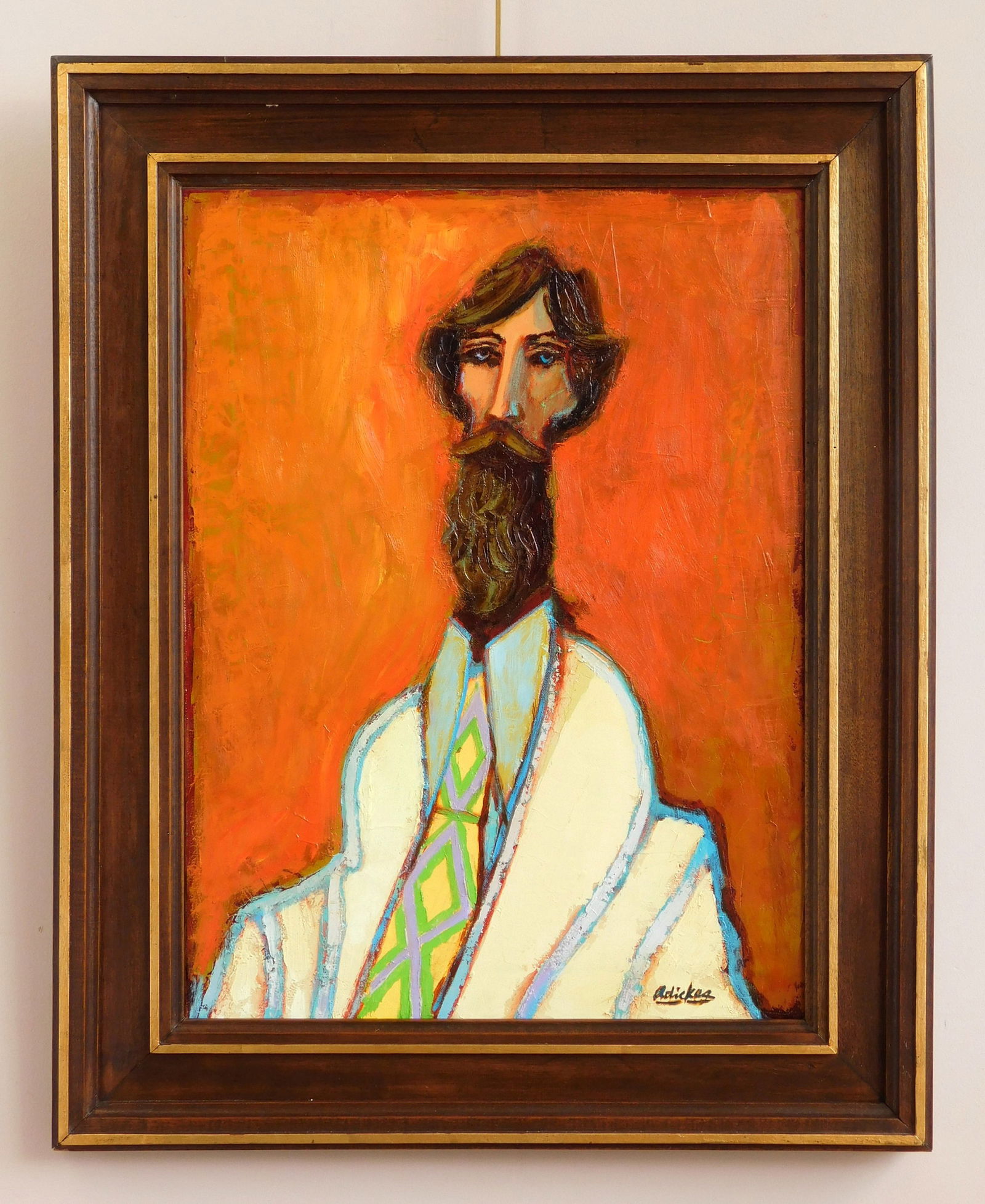David Adickes (American, 1927- ) oil: The Summer Gentleman oil on canvas, signed Adickes lower right, framed. 24 x 18" Provenance: Private collection- Mayfield Heights, OH