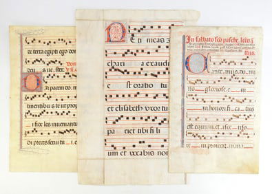 3 illuminated Musical pages