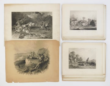 Large lot of engravings depicting American Indian