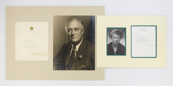2 signed letters- 1 Franklin D. Roosevelt and 1 Eleanor Roosevelt