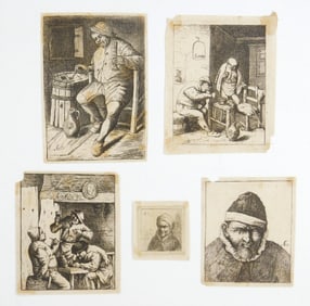 5 Style of Adriaen van Ostade (Dutch, 1610-1685) etchings