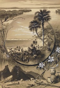 Rudolf Cronau (German, 1855-1939) wash drawing