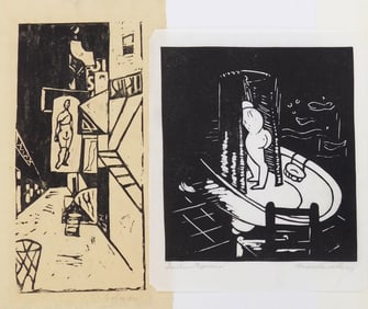 2 American woodblock prints