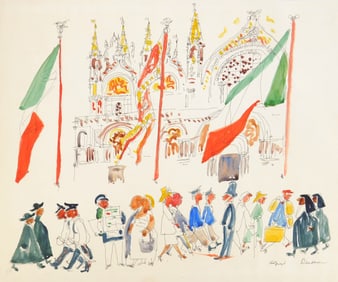 Alfred Bendiner American, 1899-1964) watercolor