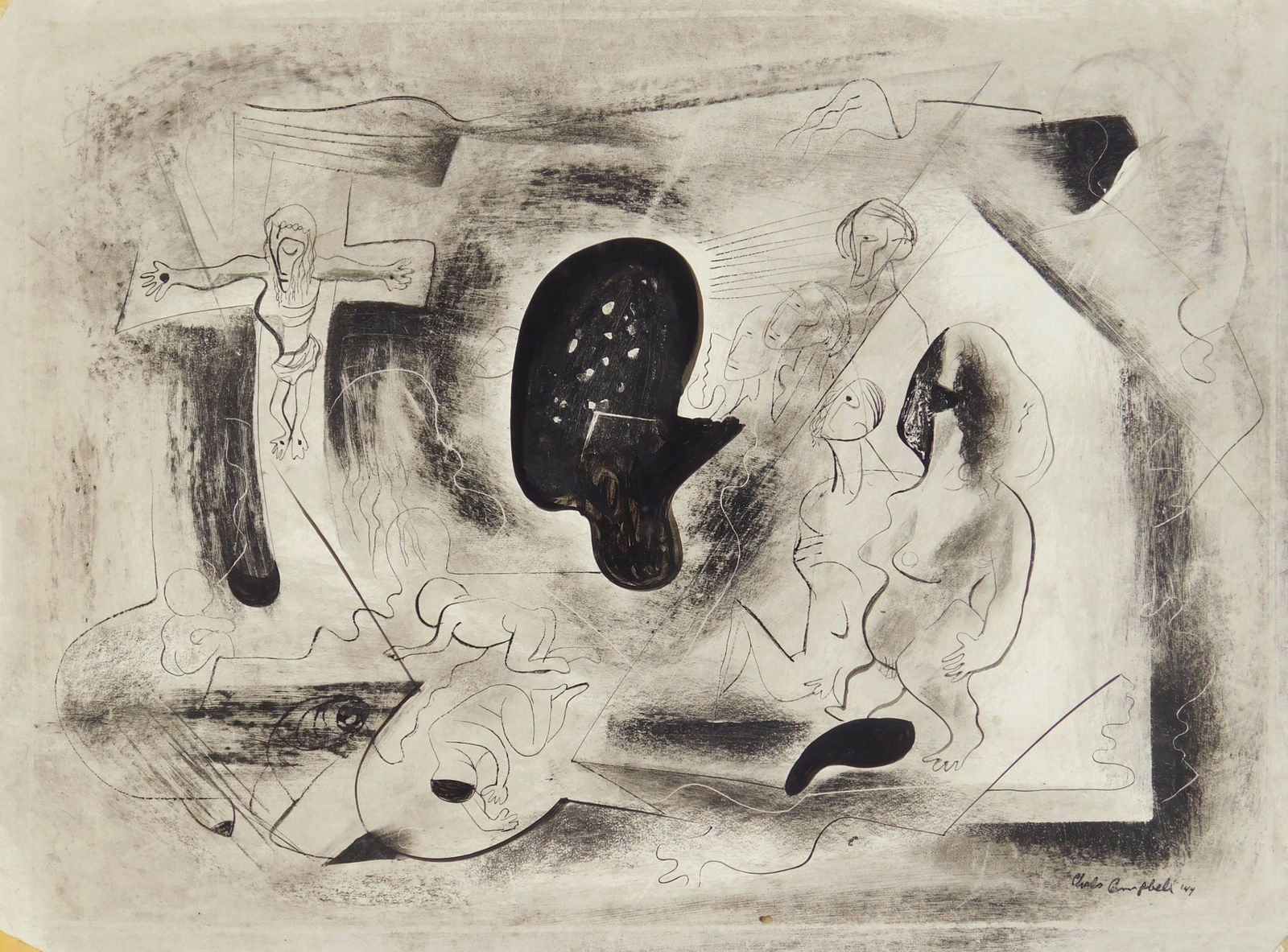 Charles M. Campbell (American,1905-1985) pen and ink (1 of 4)