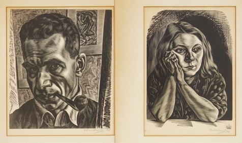 2 Isaac Friedlander (American, 1890-1968) woodcuts