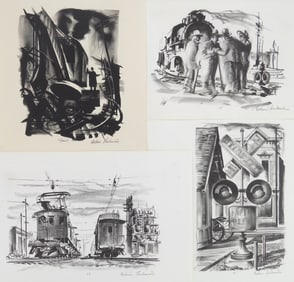 4 Edwin Fulwider (American, 1913-2003) lithographs