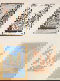 William S. Gisch (American, 1906-1989) woodblock process set