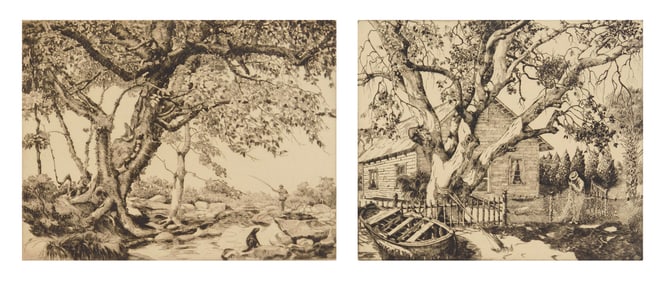 2 Walter Ronald Locke (American, 1883-1949) etchings