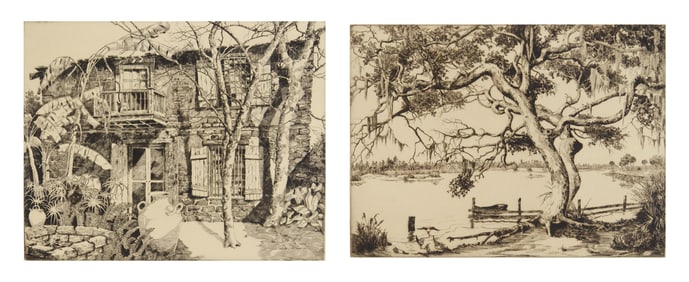 2 Walter Ronald Locke (American, 1883-1949) etchings