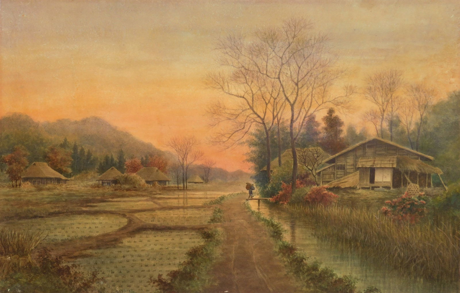 19th c. Japanese school watercolor (1 of 4)