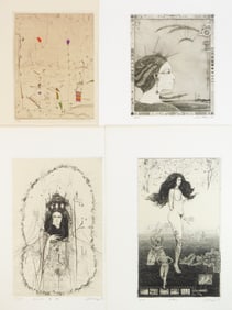 3 Shin Taga (Japanese, 1946- ) etchings