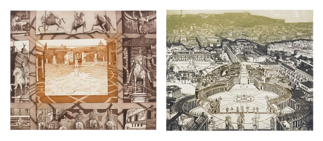 2 Robert Carroll (American, 1934- ) etchings