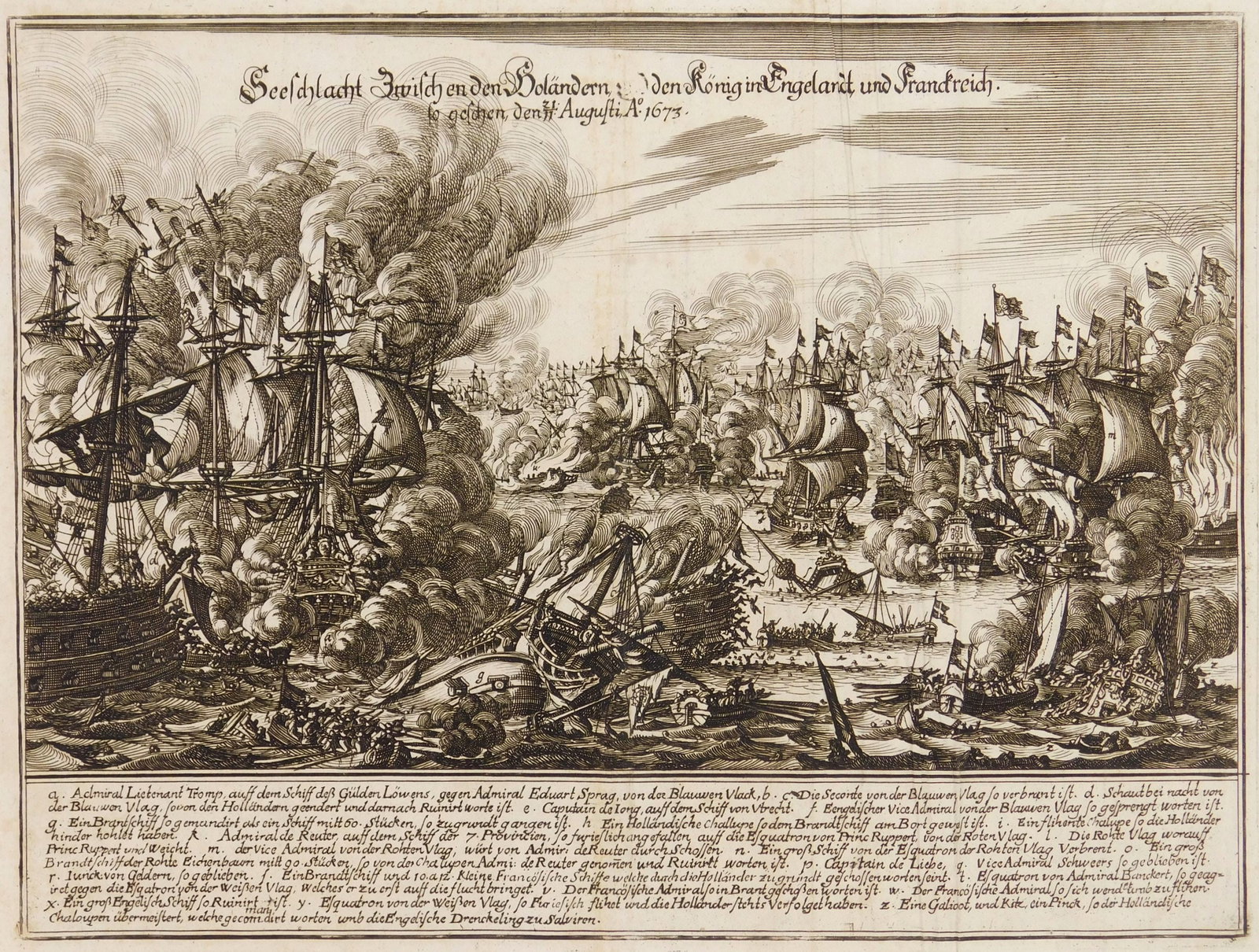 after Lambert van den Bosch (Dutch, 1610-1698) etching: Battle of Texel etching, engraved by Mattaus Merian. 10 x 13 1/4" Provenance: Private collection- Fort Myers, FL *** PLEASE READ: IMPORTANT NOTE About S&H *** S&H of
