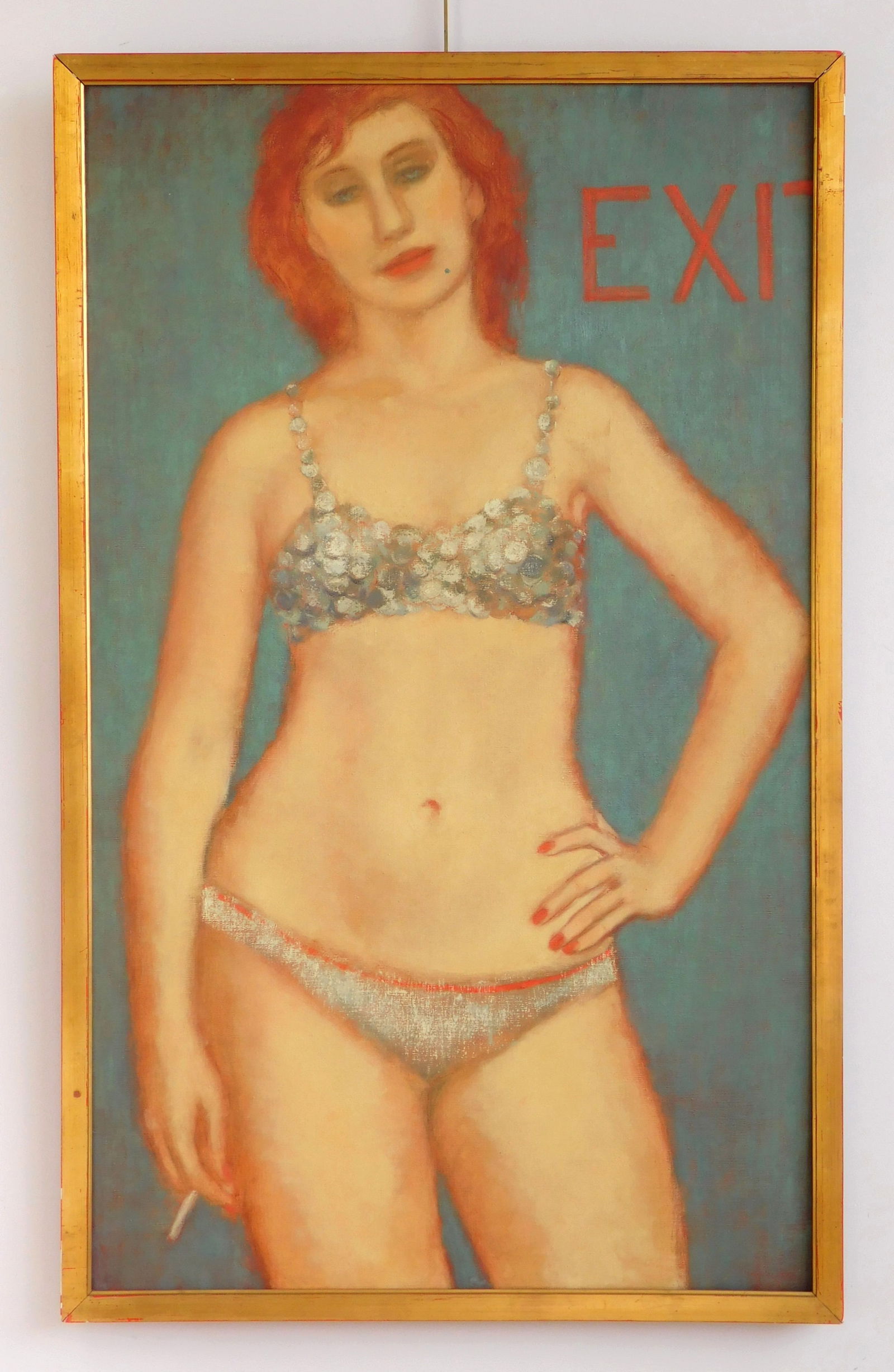 Jack Henderson (American, 1931-1998) oil: Exit oil on canvas, 1960, framed. 43 x 27" Provenance: Private collection- New York, NY *** PLEASE READ: IMPORTANT NOTE About S&H ***S&H of this auction will be han