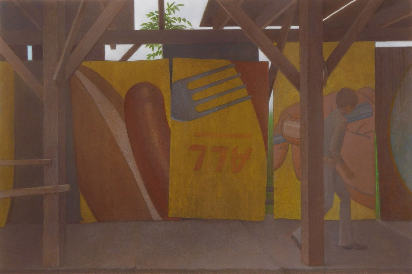 Jack Henderson (American, 1931-1998) acrylic: In Passing acrylic on illustration board, 1972. 15 1/2 x 23" Provenance: Private collection- New York, NY *** PLEASE READ: IMPORTANT NOTE About S&H ***S&H of t