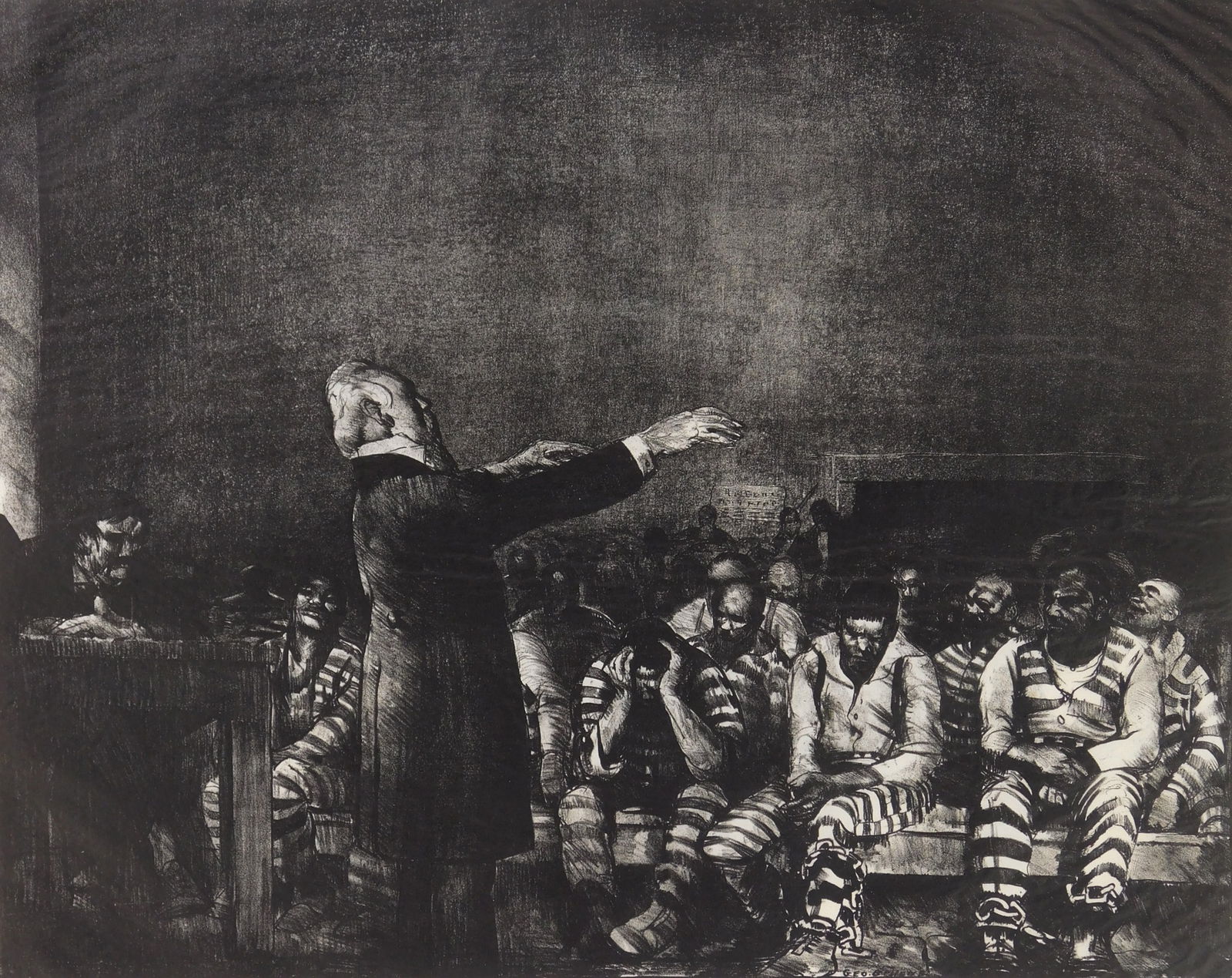 George Bellows (American, 1882-1925) lithograph: Benediction in Georgia lithograph, 1916, estate signed George Bellows/ J. B. B.in pencil, also marked with an X (this indicated it was a proof, according to Bolton Brown's records. 16 1