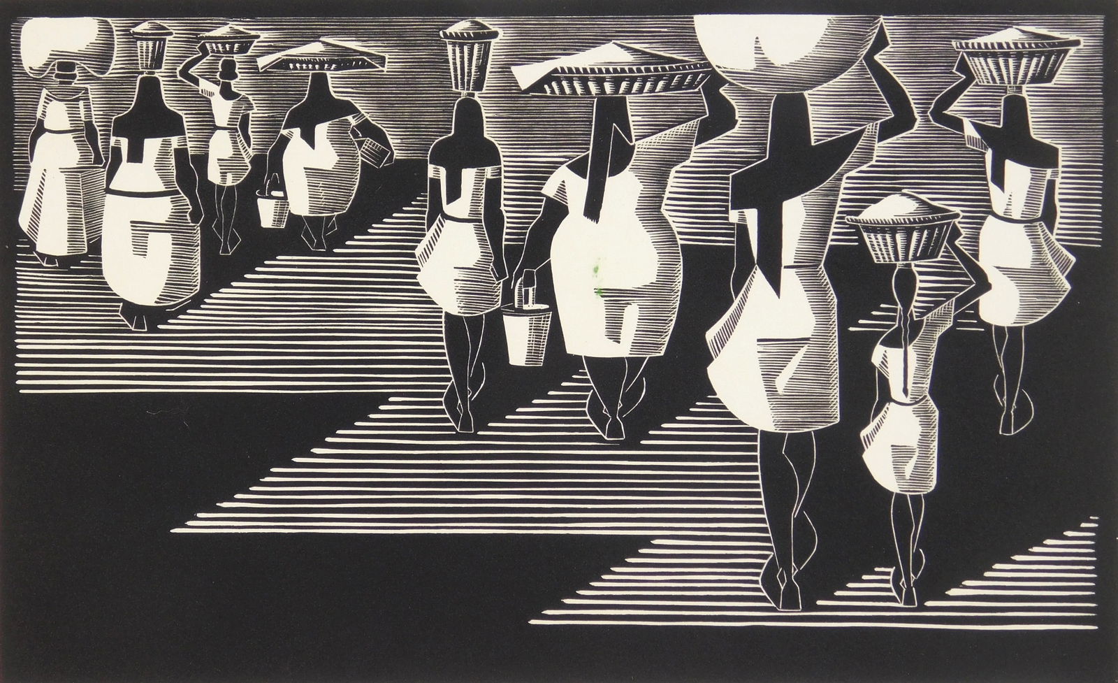 Olin Dows (American, 1904-1981) woodblock: Procession to Market woodblock, 1933, signed and dated in pencil. 5 1/2 x 9" Provenance: Private collection- Brecksville, OH *** PLEASE READ: IMPORTANT NOTE About S&H ***</