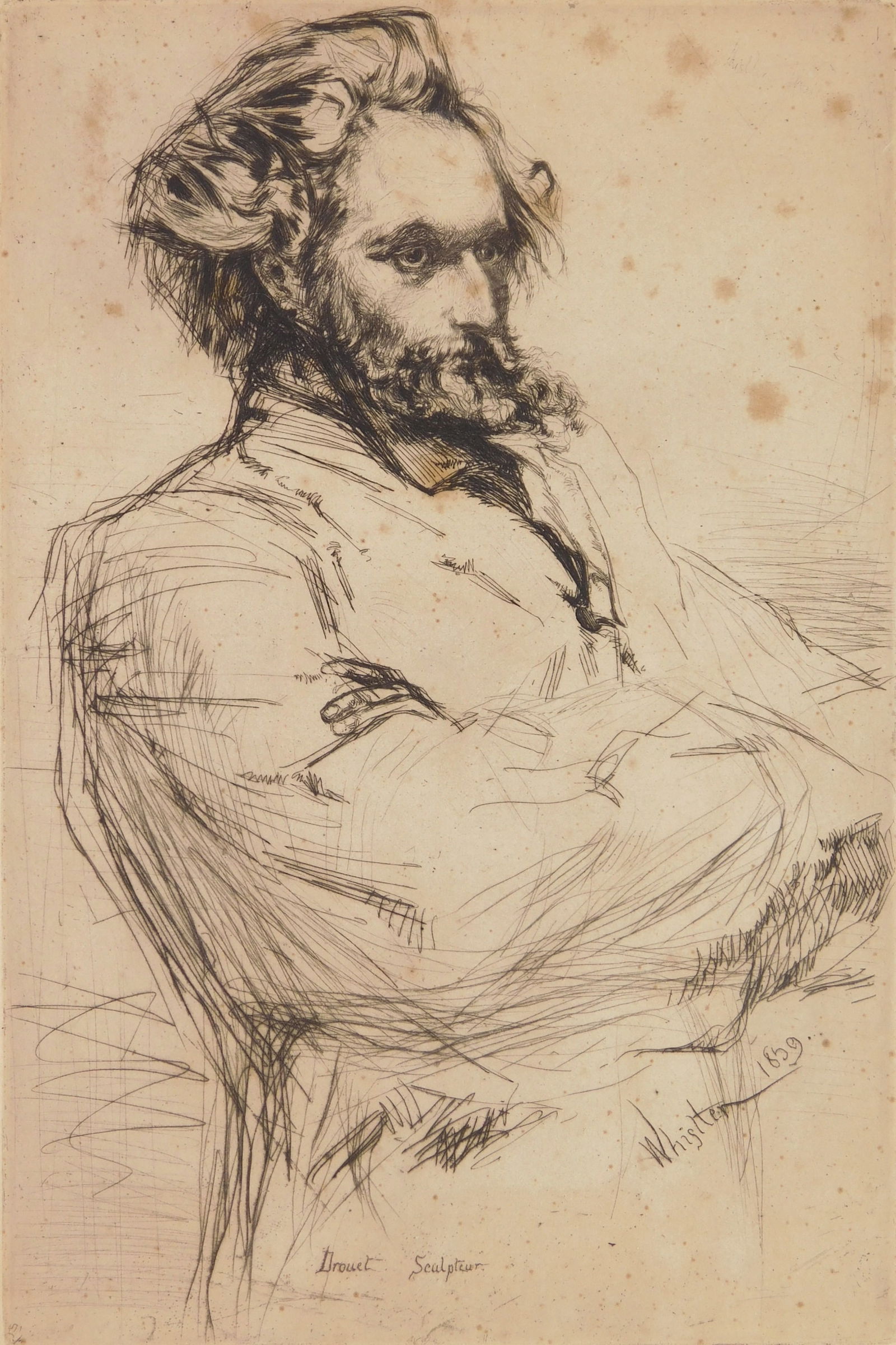 James A. M. Whistler (American, 1834-1903) etching: Drouet drypoint, 1859. 8 3/4 x 5 7/8" Literature: Kennedy 55ii Provenance: Private collection- Cleveland, OH *** PLEASE READ: IMPORTANT NOTE About S&H ***