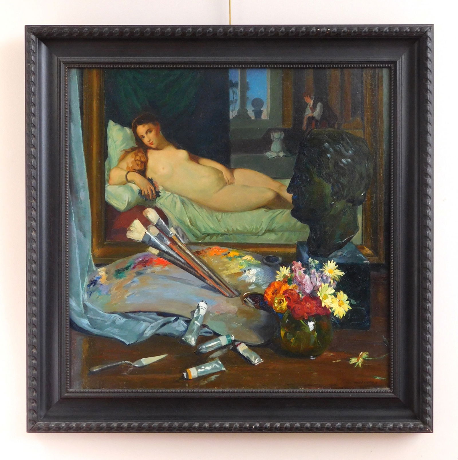Abel G. Warshawsky (American, 1883-1962) oil: Homage to Titian oil on canvas, signed A. G. Warshawsky lower right, framed. 32 x 32" Provenance: Private collection- Fernandina, Fl Tregoning & Co.- Cleveland, OH Private collec