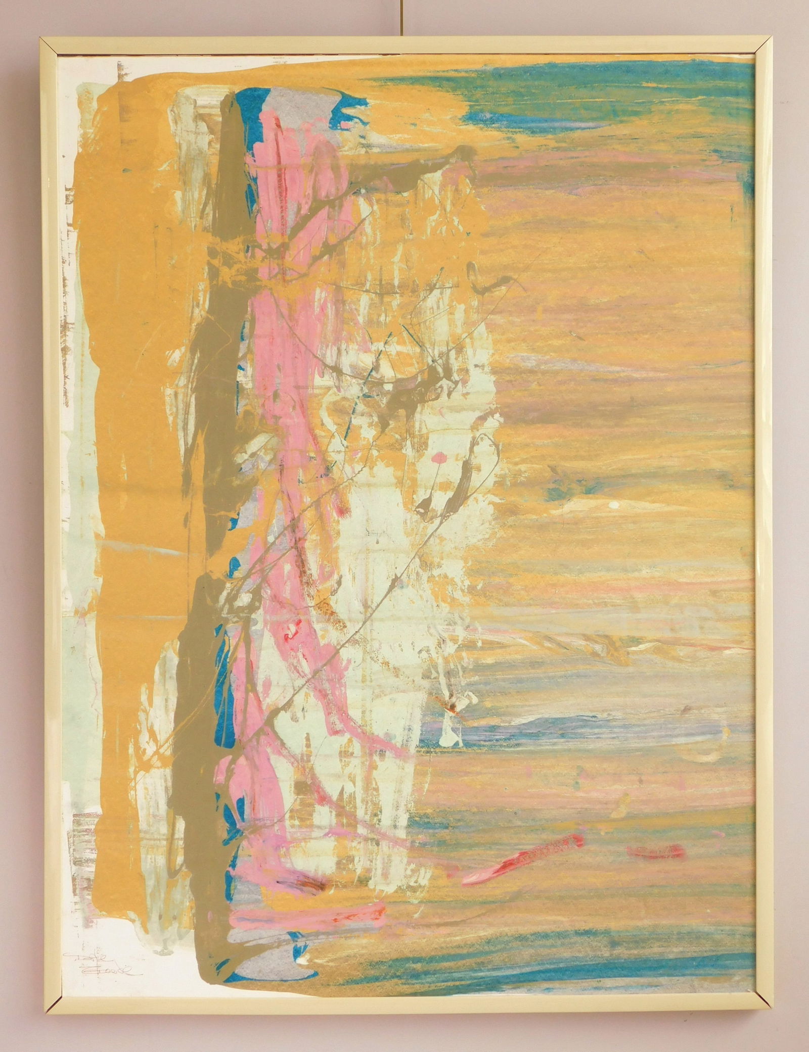 Dale Goode (American, 20th c.) oil: Untitled (Abstract) oil on board, signed Dale Goode lower left, framed. 50 x 37" Provenance: Private collection- Brimfield, OH *** PLEASE READ: IMPORTANT NOTE About S&H ***