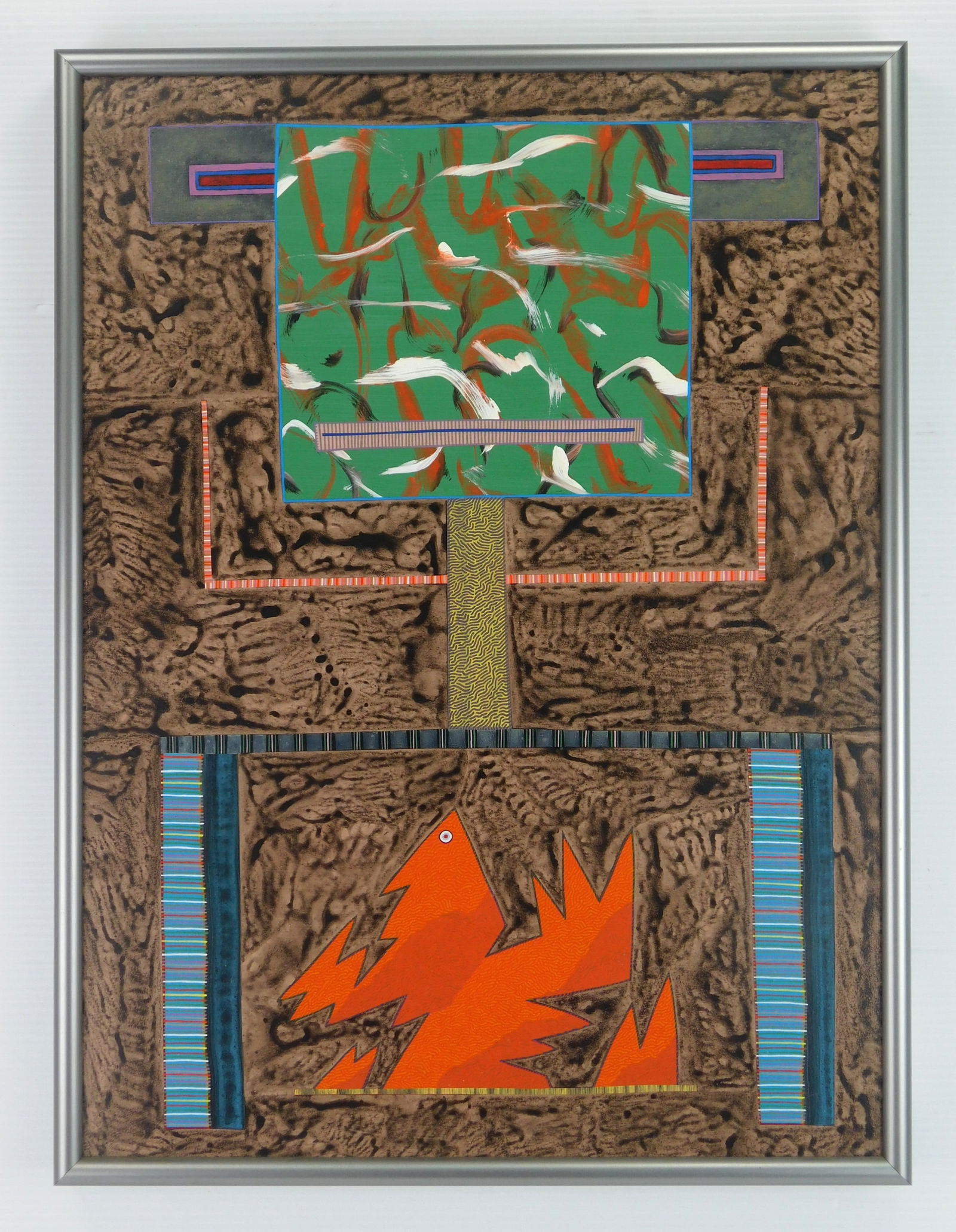 Marvin Jones (American, 1940-2005) oil: Solon #48- Figure Dancing over Fire oil on panel, signed and titled verso, framed 24 x 18" Provenance: Estate of the artist *** PLEASE READ: IMPORTANT NOTE About S&H ***