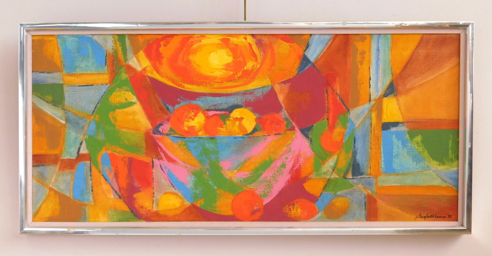 P. Bergholt-Larsen (American, 20th c.) oil: Still-Life with Fruit oil on canvas board, 1975, signed P. Bergholt-Larson '75 lower right, framed. 15 1/2 x 34 1/2'' Provenance: Private collection- Cleveland, OH *** PLEASE RE