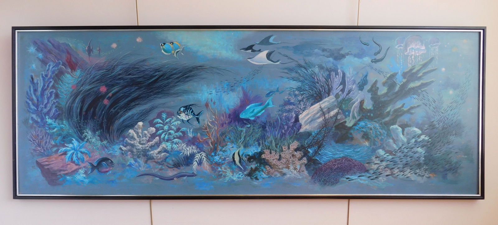 Jack Richard (American 1922-2014) oil: Marine Sceneoil on panel, signed Jack Richard. 30 x 84"Provenance: Collection of Dale and Dorothy Foland, New Philadelphia, OH *** PLEASE READ: IMPORTANT NOTE About S&H ***S&H of