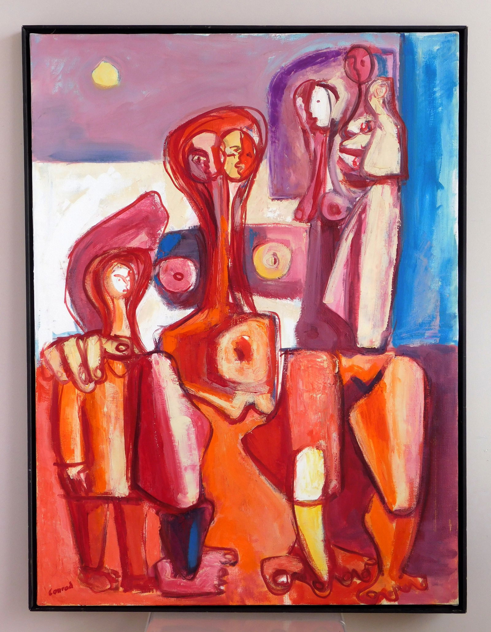 20th c. American School: Familyoil on canvas, signed Conrad lower left, framed. 46 x 34"Provenance: Private collection- Berea, OH *** PLEASE READ: IMPORTANT NOTE About S&H ***S&H of this auction will be handled