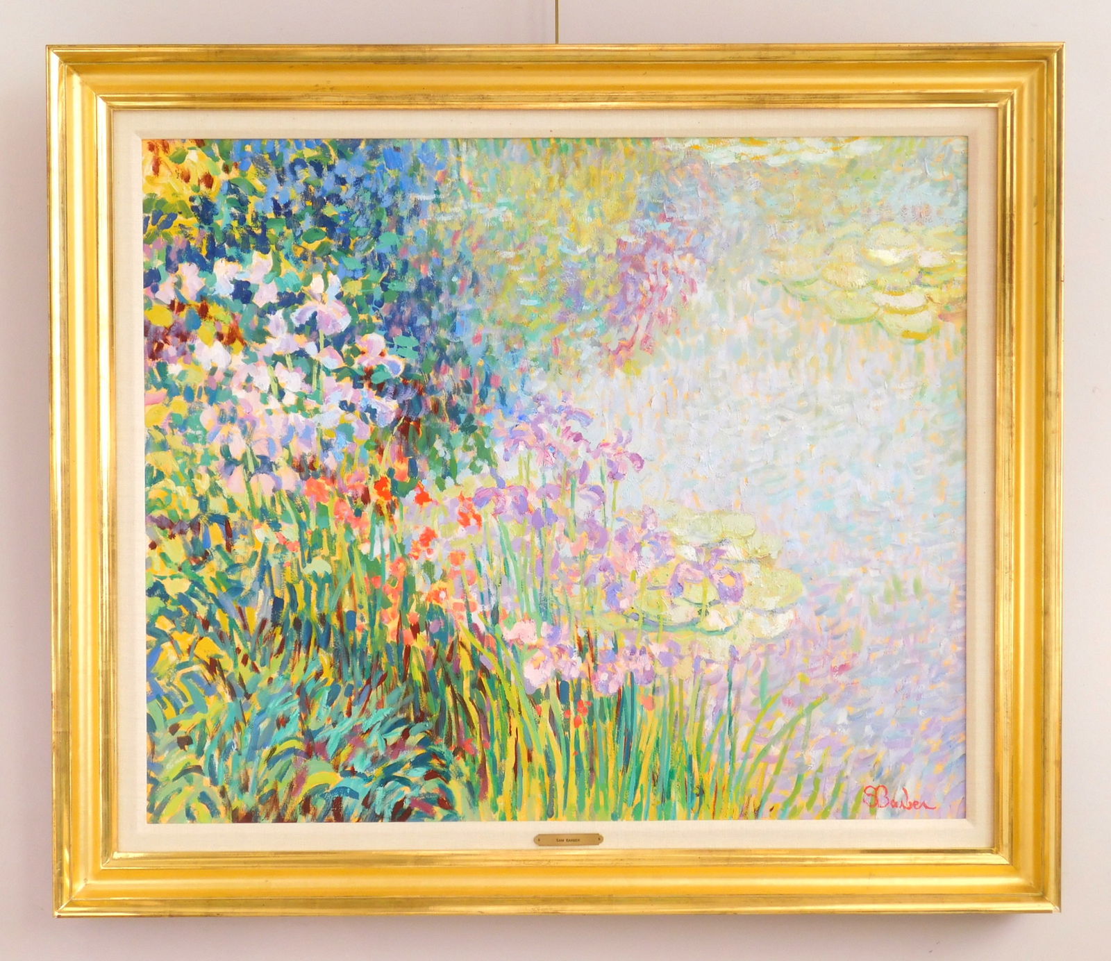 Samir Barber (American, 1943- ) oil: Water Garden, Givernyoil on canvas, signed S. Barber lower right, framed. 30 x 36"Provenance: Private collection- Fairlawn, OHWally Findlay Galleries- Chicago, IL *** PLEASE READ: