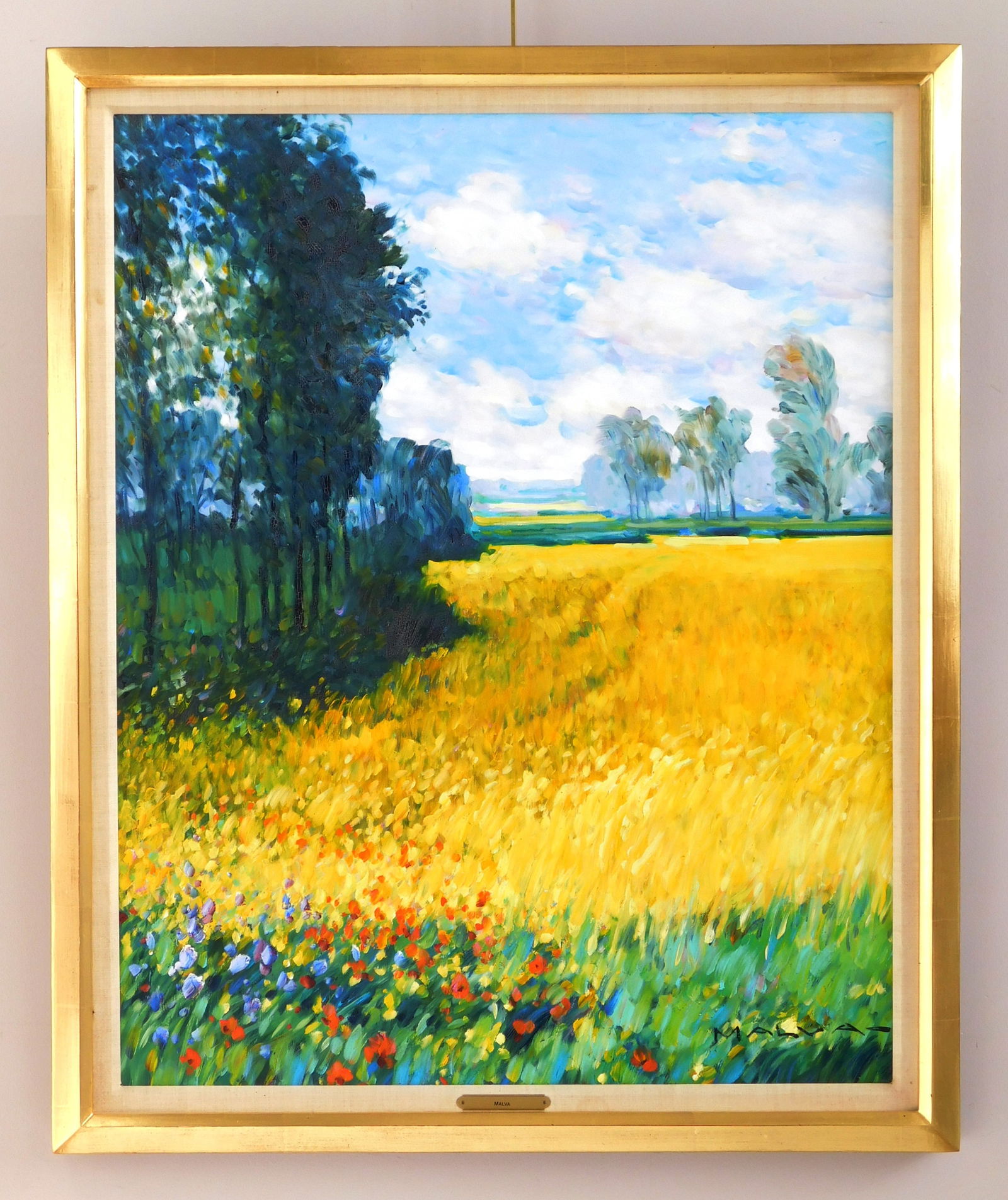 Omar Hamdi Malva (Syrian, 1951-2015) oil: Bles Dores oil on canvas, signed Malva lower right, framed. 31 x 25" Provenance: Private collection- Fairlawn, OH Wally Findlay Galleries- Chicago, IL *** PLEASE RE