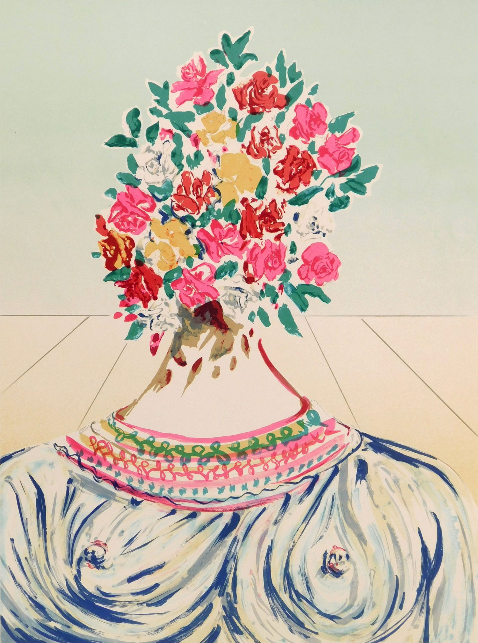 Salvador Dali (Spanish, 1904-1989) lithograph: The Flowering of Inspiration lithograph in colors, 1978, signed and numbered 44/65 and annotated HC in pencil, includes embossed certificate of authenticity, from the suite . Retrospective.&