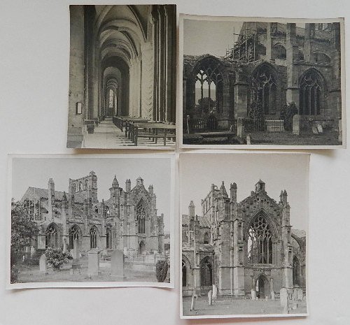 Edd A. Ruggles 8 photographs: Edd A. Ruggles- Scenes of Melrose Abbey; Durham Cathedral- 8 black and white photographs, minor age toning, various sizes.
