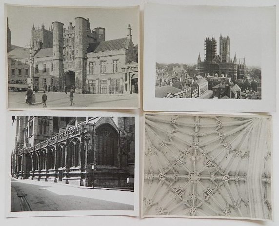 Edd A. Ruggles 8 photographs: Edd A. Ruggles- Scenes of Oxford; Lincoln, England; The Old Part of Truro Castle; and Market Place, Wellshire, Cathedral in distance- 8 black and white photographs, some minor age toning, 1 with minor