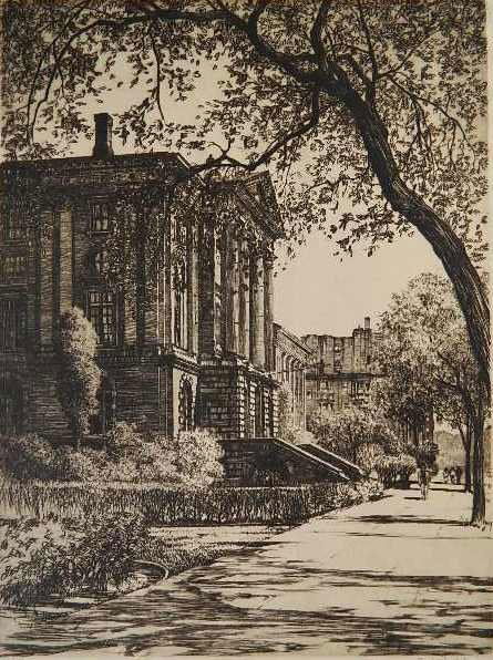 Samuel Chamberlain drypoint: Samuel Chamberlain- ''Rogers Building'' (Chamberlain 128)- drypoint, 1938, signed and numbered 39/100 in pencil, very good condition. 12 3/16 x 9 3/16''