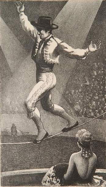 Mabel Dwight lithograph: Mabel Dwight- ''Tight Rope Walker'' (Robinson 65)- lithograph, 1932, unsigned proof. 7 x 11 1/2''