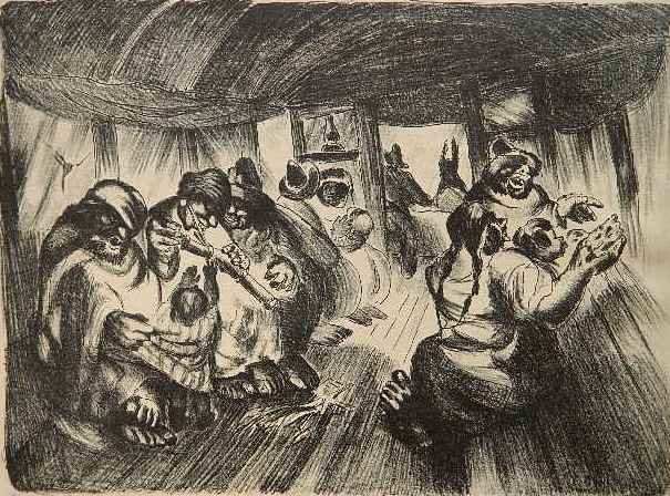 George 'Pop' O. Hart lithograph: George 'Pop' O. Hart- ''The Mule Car''- lithograph, 1928, signed in pencil. 9 1/2 x 12 3/4''