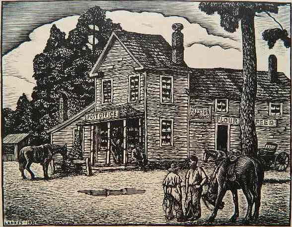 Julius J. Lankes 2 woodcuts: Julius J. Lankes- ''Country Post Office''; House in Winter- 2 woodcuts, both signed in pencil. 5 5/8 x 7 1/4''; 2 1/4 x 4''