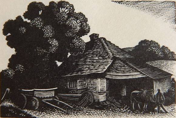 Clare Leighton wood engraving: Clare Leighton- ''The Smithy''- wood engraving, signed and titled in pencil, very good condition. 2 x 3''