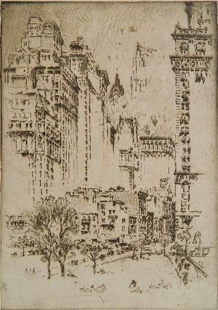 Joseph Pennell 2 etchings: Joseph Pennell- ''The Water Works, Philadelphia'' (Wuerth 753) and Untitled- 2 etchings, 1920, both signed. 7 7/8 x 9 3/4''; 5 x 6 7/8''
