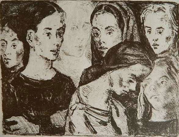 Moses Soyer lithograph: Moses Soyer- ''Models''- lithograph, signed and numbered 9-50 in pencil, very slightly light struck. 11 1/4 x 15''