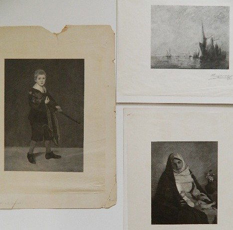 Henry Wolf 3 wood engravings: Henry Wolf- Young Boy; Madonna and Child; Harbor Scene- 3 wood engravings on tissue, all signed in pencil, soft creases on 'Young Boy', various sizes.