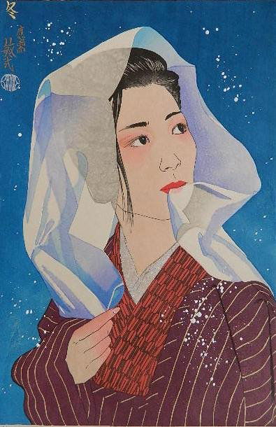 Paul Binnie woodblock: Paul Binnie- ''Winter''- woodblock in colors, signed and numbered 25/100 in pencil. 17 1/2 x 11 1/2''