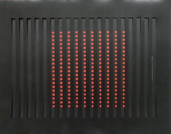 John Goodyear silkscreen: John Goodyear- ''Two-Sided Movement''- silkscreen on vinyl with vinyl grid, 1966, published by Tanglewood Press for the portfolio New York International, edition of 225. 17 x 21 1/2''