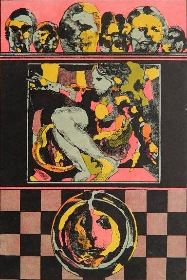 Jacob Landau lithograph: Jacob Landau- ''Chiara'' (Milton/ flint 120.16)- lithograph in colors, 1969, signed, dated and annotated 'Immortal Beloved', from the ''Kingdom of Dreams'' suite, foxing throughout. 10 1/2 x 7''