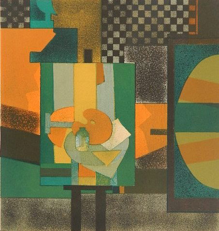Andre Minaux lithograph: Andre Minaux- Still-Life with Palette- lithograph in colors, ca. 1980, signed and numbered 3/50 in pencil, very good condition. 16 3/4 x 16''
