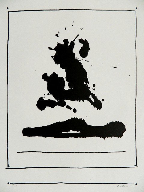 Robert Motherwell lithograph: Robert Motherwell- ''Lithograph'' (Belknap 28)- lithograph, 1966, signed in pencil, edition numbered 79/225, published by Tanglewood Press, from the portfolio 'New York International'. 19 x 14''