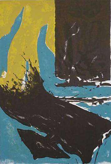 Adja Yunkers lithograph: Adja Yunkers- ''Summer in Venice I''- lithograph printed from 5 stones, 1966, signed and dated in pencil, The Print Club of Cleveland publication no. 43 for 1965, very good condition. 18 x 14''