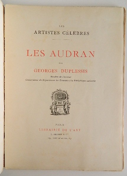 Duplessis- Les Artistes Celebres, Les Audran - 2